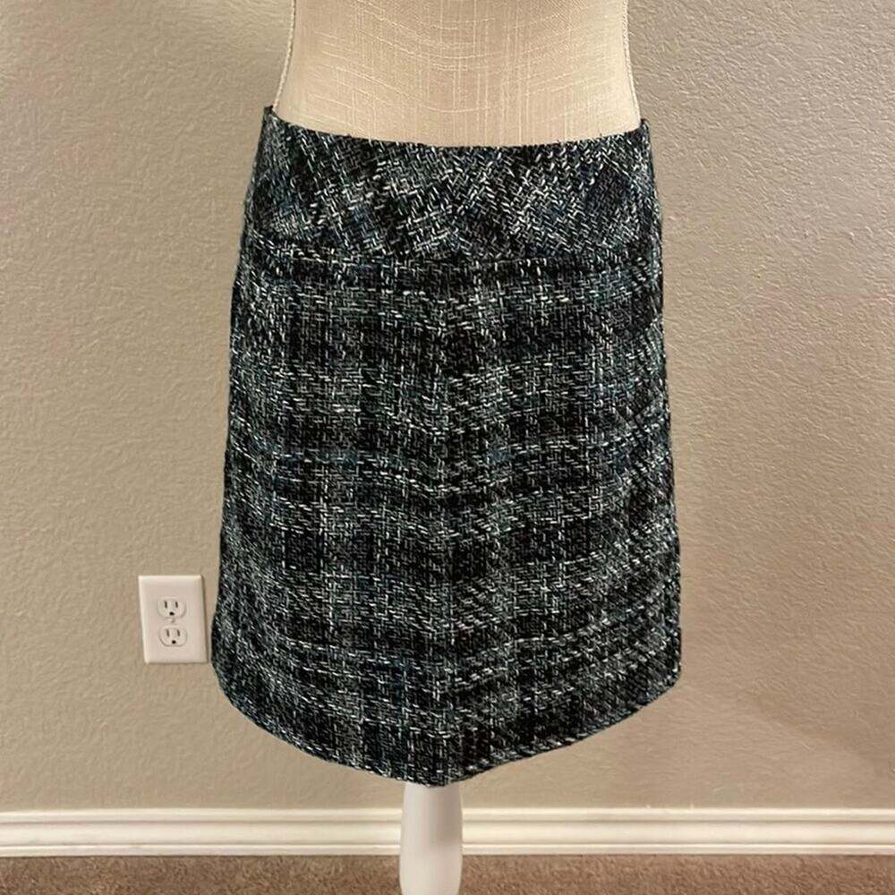 Loft Outlet Blue Black White Tweed Mini Skirt Preppy Academia Workwear Size 4